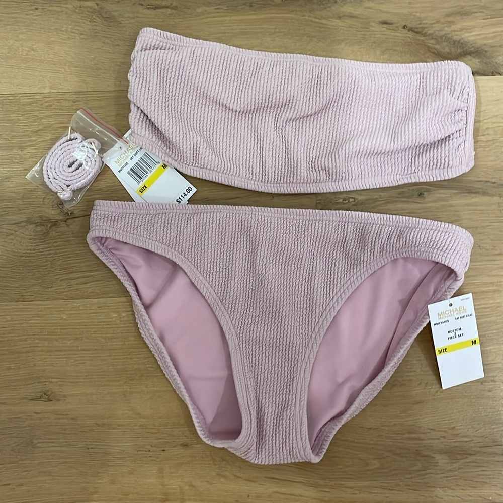 Michael Kors strapless purple bikini